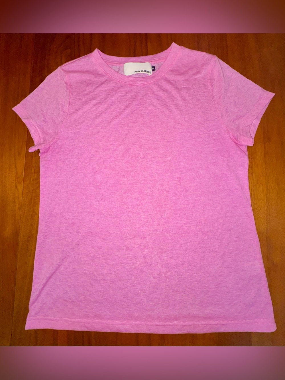 Pink Martini Short Sleeve Crew Neck Slub Tee in Bright Bubblegum Pink, Size M.